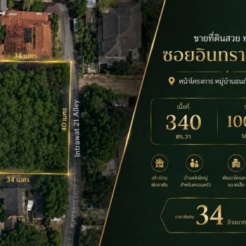 ขายที่ดินสวย ทำเลดี ซอยอินทราวาส 21 หน้าโครงการ หมู่บ้าน ธนภัทร โครงการ 1