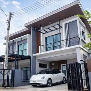 รังสิต-คลอง 2 บงกช ให้เช่าบ้านเดี่ยว2ชั้น4นอน2น้ำใกล้ม.กรุงเทพ ศูนย์รังสิต 1 กม. 50ตร.ว.167ตร.ม.